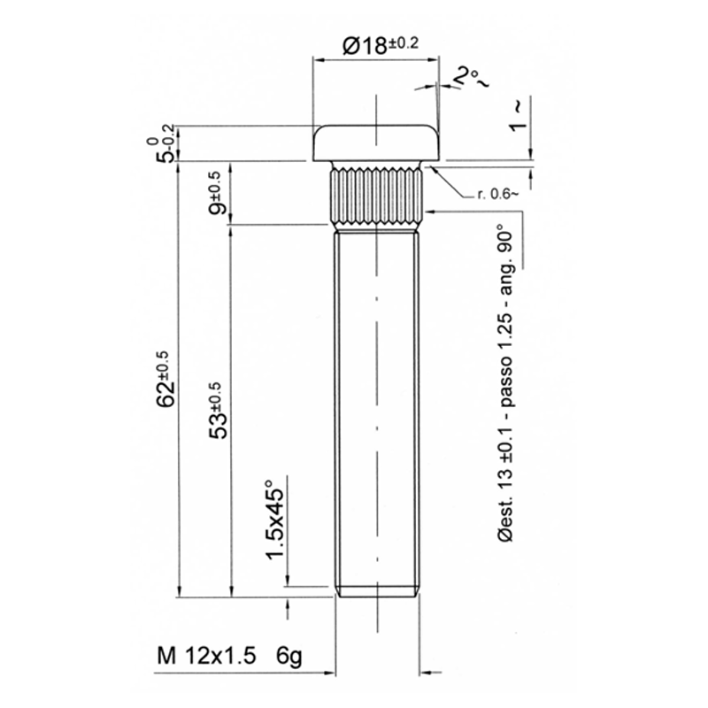 Parafuso de segurança GT2i Race & Safety com cabeça e estriado para Ford 12x150mm 67mmArray
