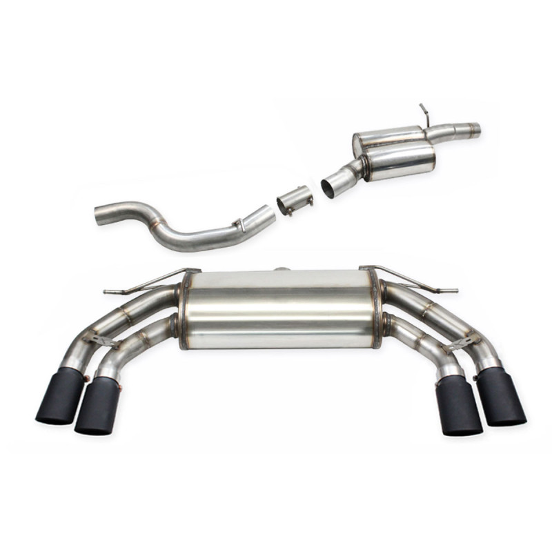 Sistema de escape Catback + tubo central com silenciador Inoxcar 2x90x70 X-Race preto montante para Cupra Ateca 2,0 TSI 4-Drive Array
