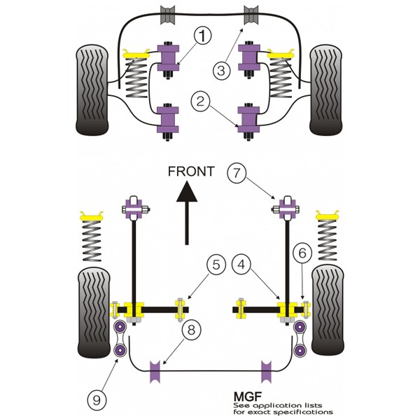 Silent-block Powerflex Braço de Vento Traseiro Rover MGF -2002 (2 Peças)Array