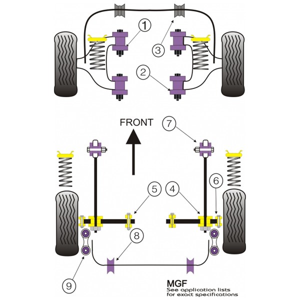 Silent-block Powerflex Braço de Vento Traseiro Rover MGF -2002 (2 Peças)Array