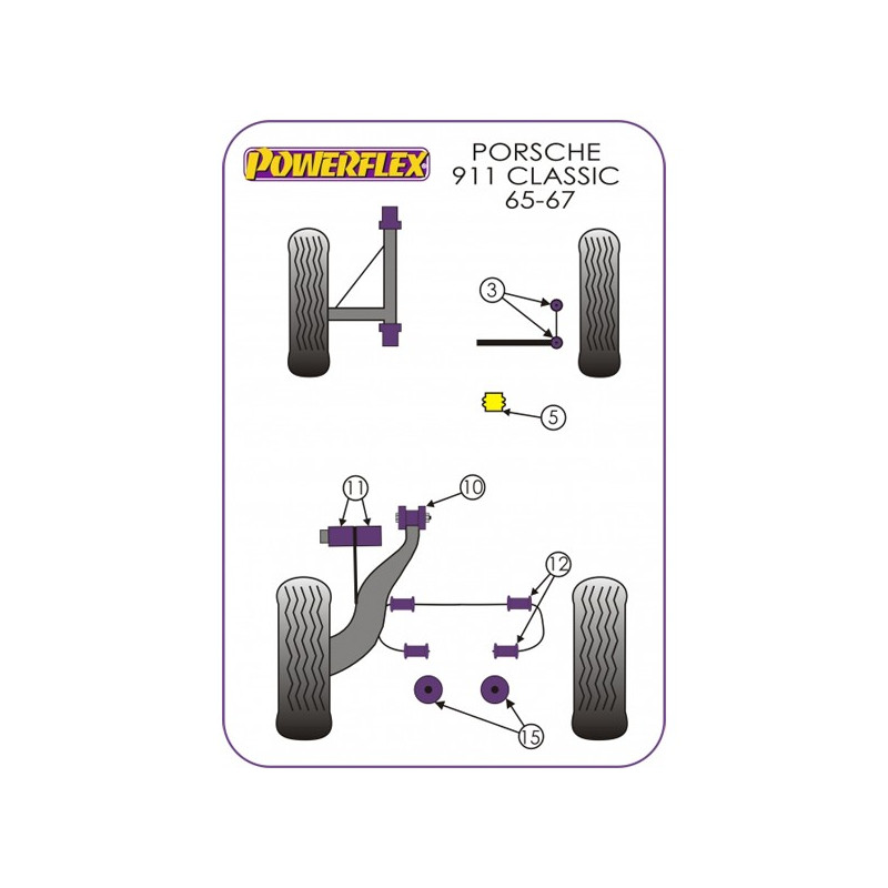 Silent-block Powerflex Suporte traseiro do motor do Porsche 911 (2 peças)Array