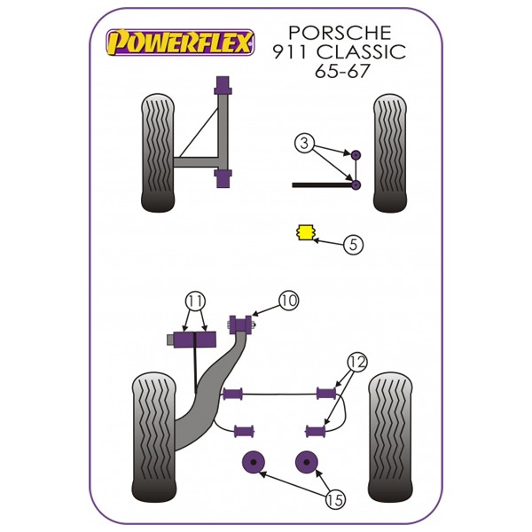 Silent-block Powerflex Suporte traseiro do motor do Porsche 911 (2 peças)Array