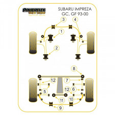 Bloco silencioso ligação lateral traseira Powerflex Preto Subaru (6 peças)