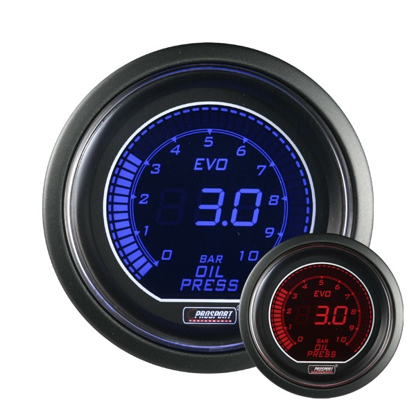 Medidor de pressão de óleo digital Prosport 52mm de diâmetro 0 - 7 Bars + SondaArray