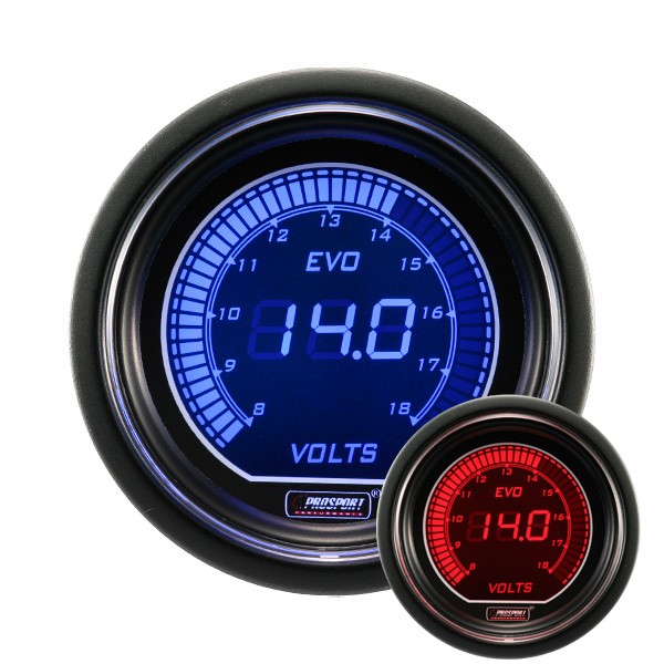 Medidor de pressão Voltímetro digital Prosport 52mm diâmetro 8 - 18VoltsArray