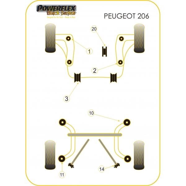 Silent-block Powerflex Black Delantero Trapecio Delantero Peugeot 206 (2 Piezas)Array