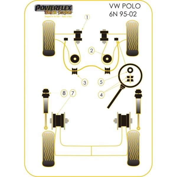 Silent-block Powerflex Black Barra Estabilizadora Delantera 18mm Volkswagen Polo MK4 (2 Piezas)Array