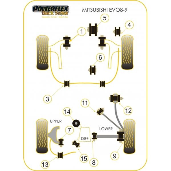Barra estabilizadora preta Powerflex Silent-block 27mm Mitsubishi Evo 8 - 9 (2 peças)Array