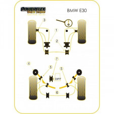 Silent-block Powerflex Black Trapecio Trasero Exterior + Interior BMW E30 (4 Piezas)