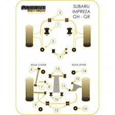 Silent-block Powerflex Black Eje Trasero Subaru 07-10 y 08-10 (4 Piezas)