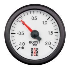 Manómetro de pressão de pilha Pressão Turbo -1/+2 Barras Fundo Branco Mecânico