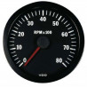 Contador de rotações VDO 8000 RPM Diâmetro 100 Fundo Preto 4 / 6 / 8 Cilindros Diesel / Gasolina
