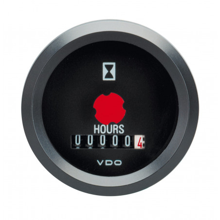 Indicador de Horas VDO Diámetro 52 12V Fondo Negro Contador De Horas