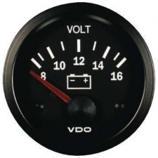 Manómetro Voltà­metro VDO 8 / 16 Voltios Vision Diámetro 52 Fondo Negro