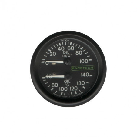 Manómetro Presión Aceite 100 PSI / Temperatura Aceite 140°C Racetech Iluminado