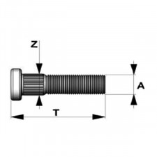 Parafuso de roda com cabeça e estriado para SUBARU / NISSAN 12x125mm 67mm