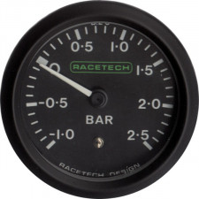 Medidor de pressão do turbo -1 / +2.5 Barras Preto Racetech