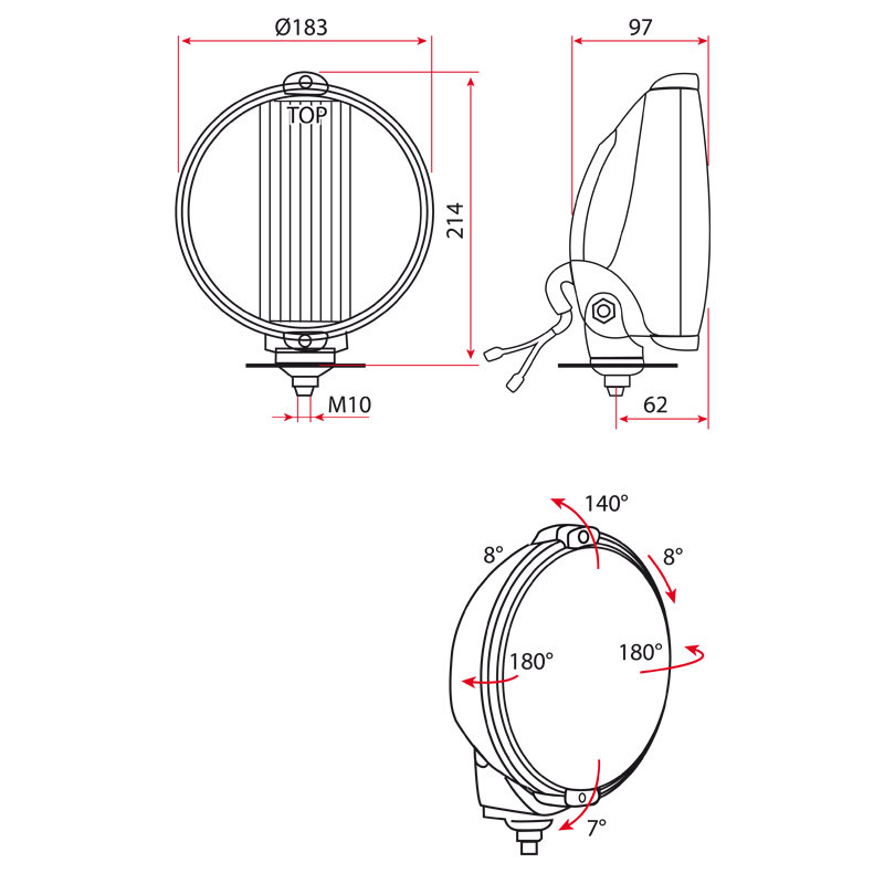 Farol de nevoeiro 183mm PretoArray